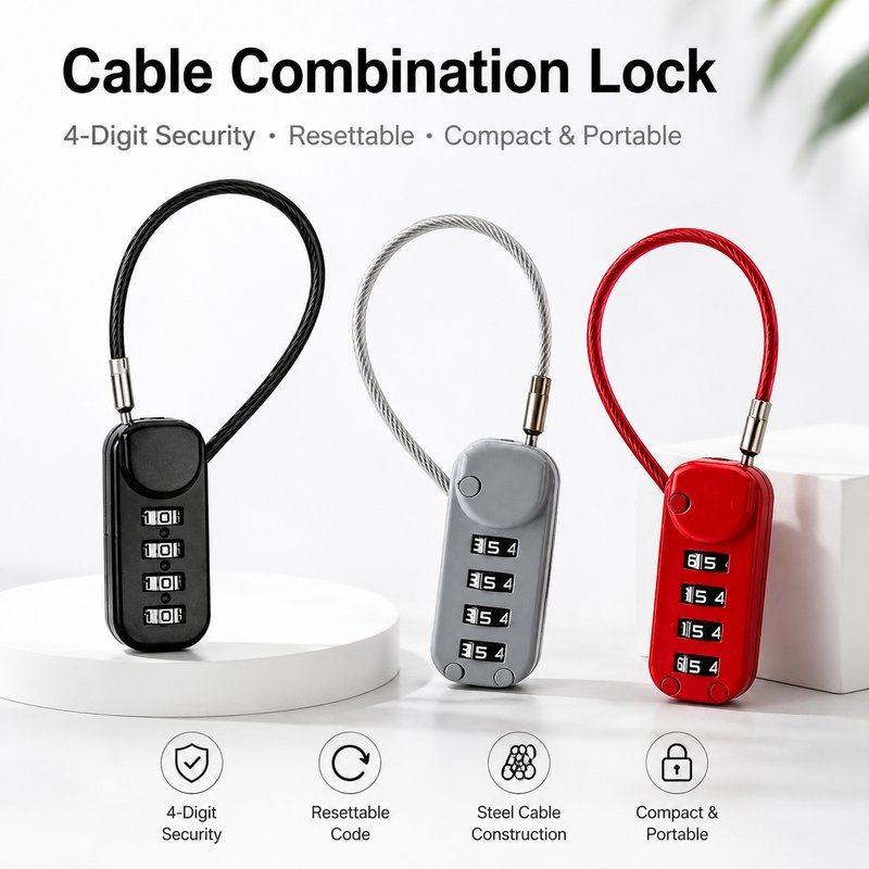 Wire Rope Combination Padlock Anti Theft Padlock Metal Alloy Multi ...
