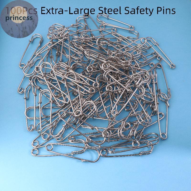 Princes 100Pcs Extra-Large Steel Safety Pins Heavy Duty Big Safety Pin ...