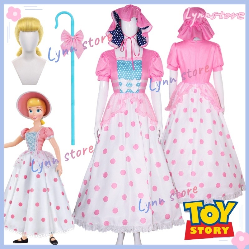 Disney Shepherdess Dress Outfits TOY STORY BO PEEP Cosplay Costume Cane ...