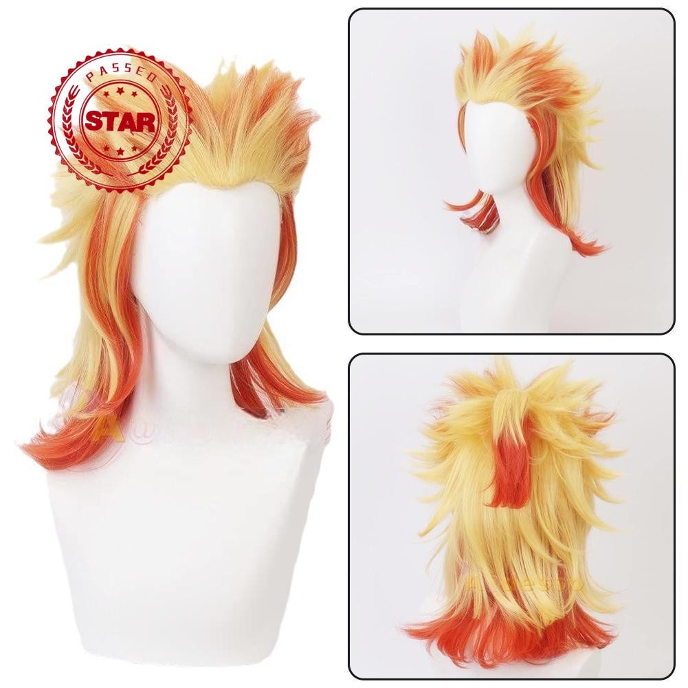 New Rengoku Kyoujurou Demon Slayer:kimetsu No Yaiba Hairpiece Wig ...
