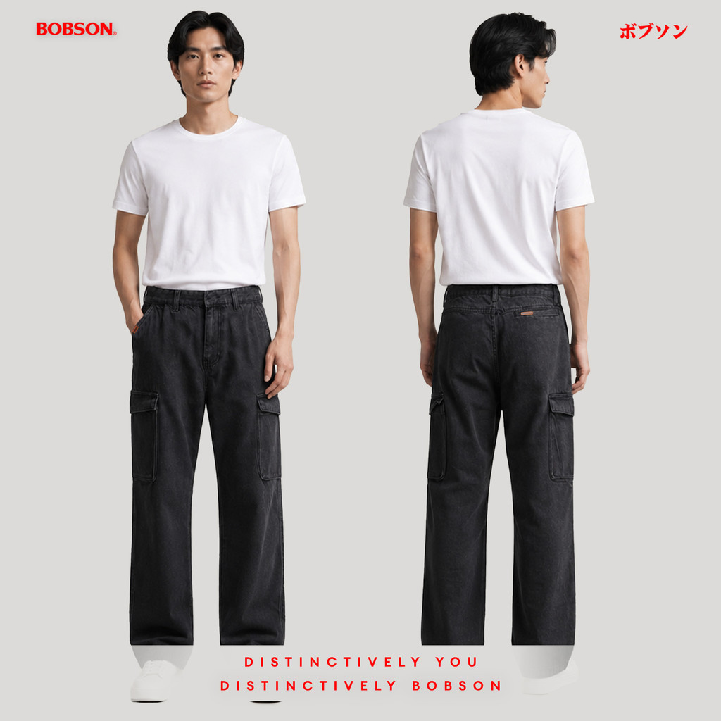 Bobson Japanese Men's Basic Denim Pants Cargo Jeans Mid Waist 205483 ...