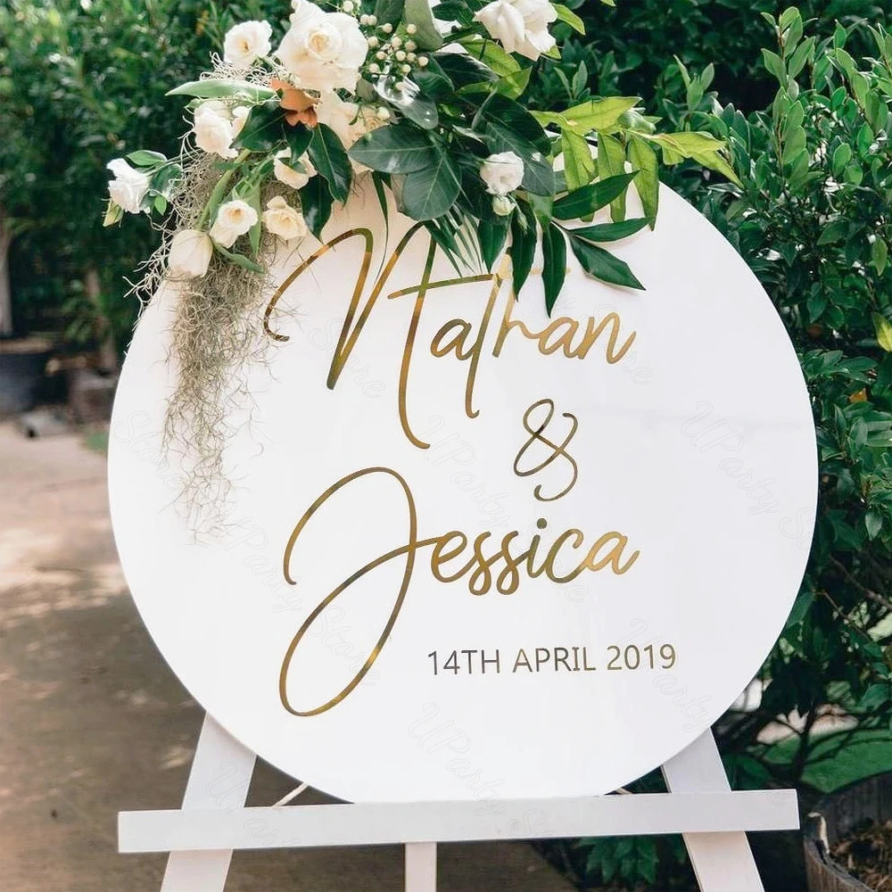 Customized Round Welcome Sign 45 cm Personalized Welcome Wedding Sign ...