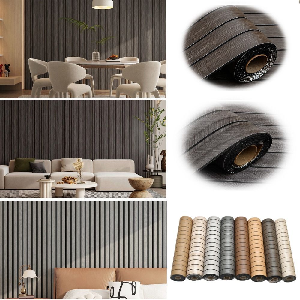 AUGUSTUS Imitation Wood Grain Wallpaper, Self-Adhesive PVC Artificial ...