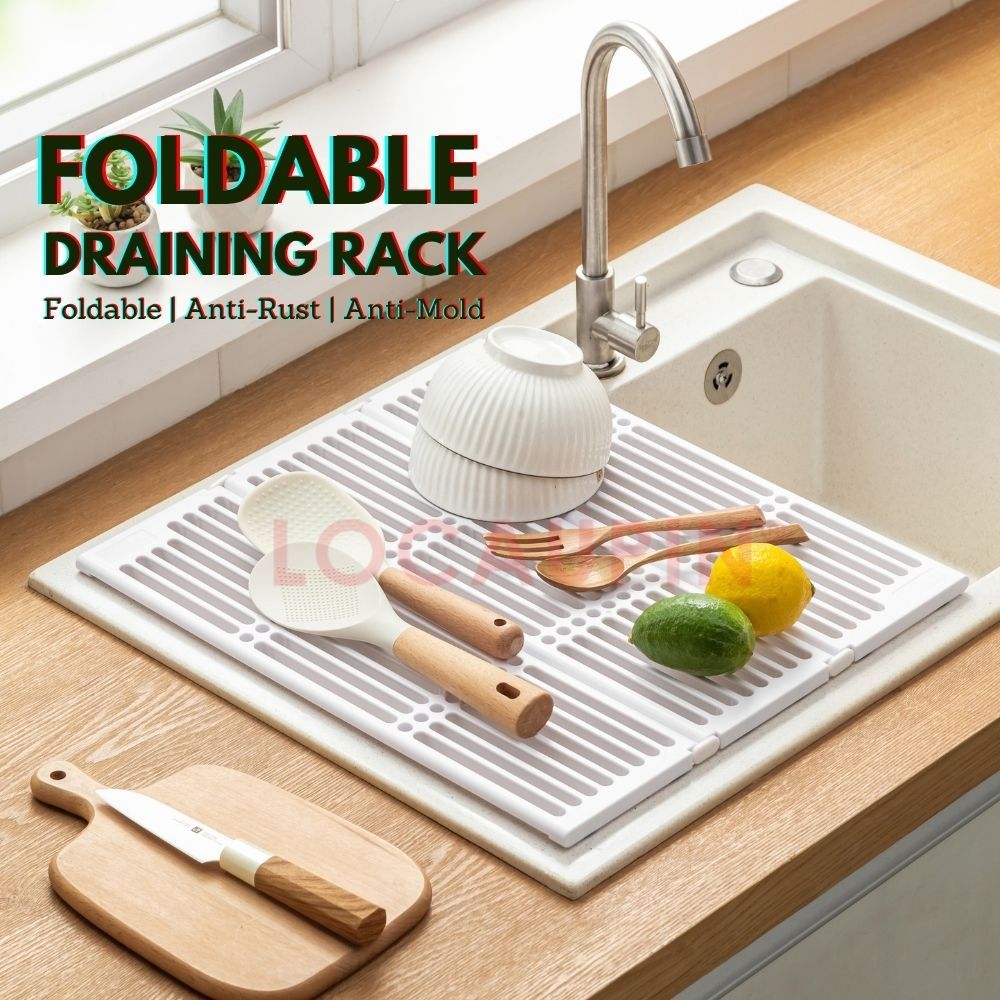 LOCAUPIN Foldable Dish Drying Rack Over Sink Mat Expandable Anti-Slip ...