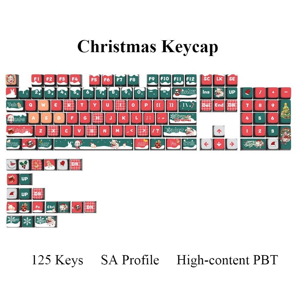 Christmas Keycaps 125 Keys SA Profile PBT Wooting Aula F75 RK100 ...
