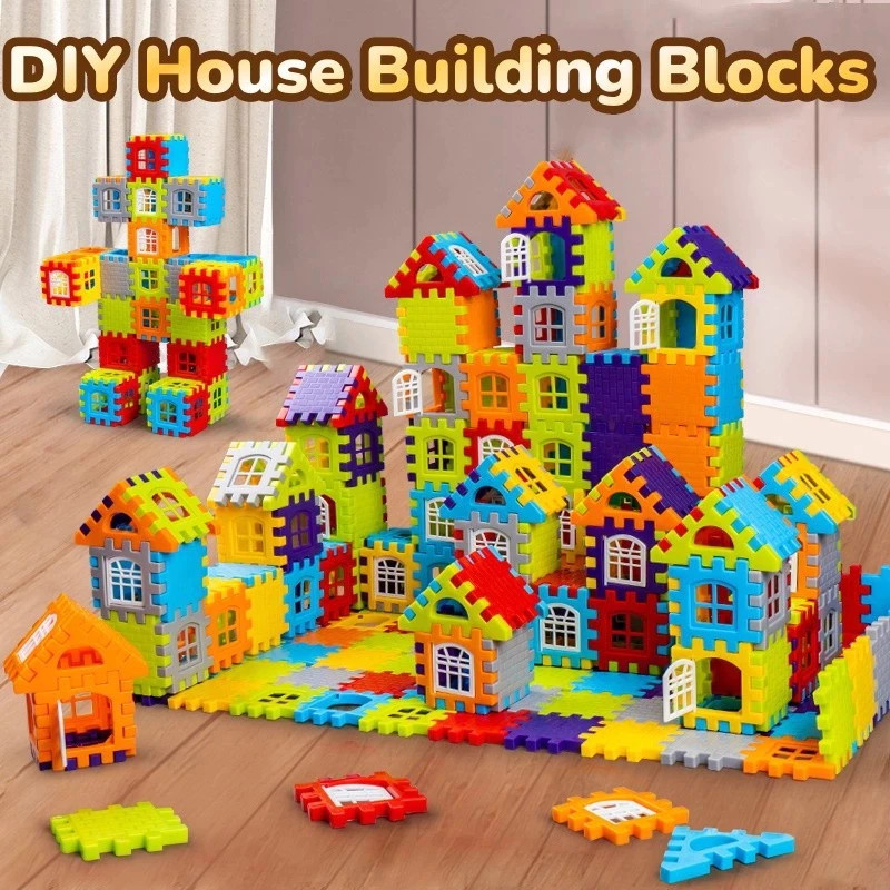 DIY House Building Blocks Assembly Toys educational large particle ...