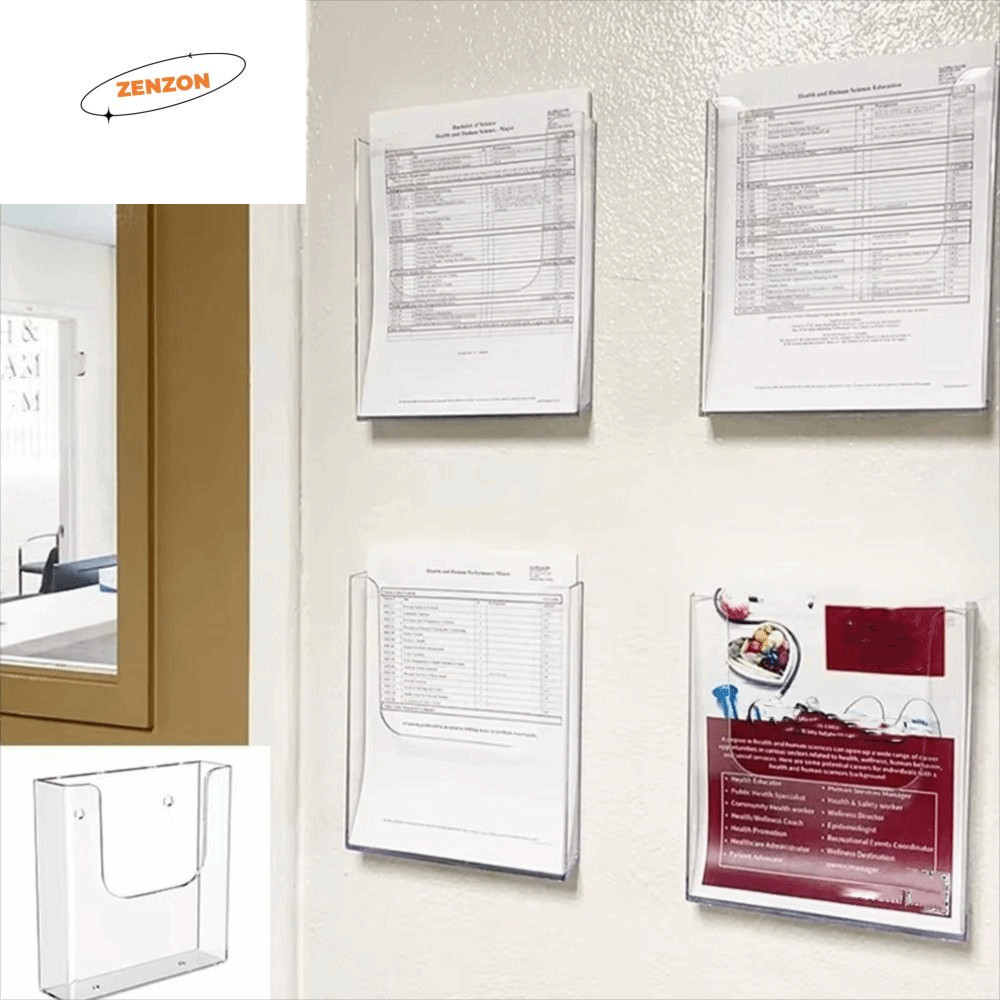 ZENZON Wall-Mounted File Organizer, A4/A5 Single Layer Acrylic Storage ...
