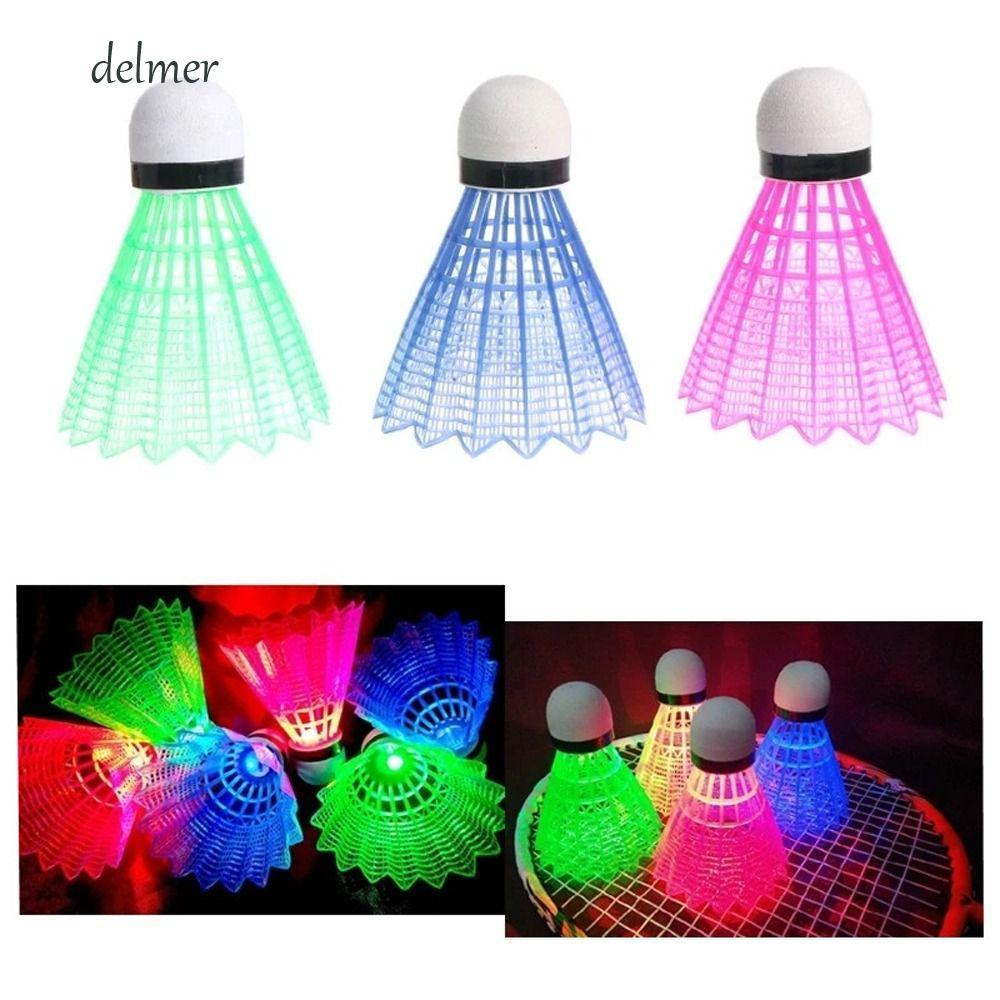 DELMER Luminous Badminton Balls, Light-up Glowing LED Badminton, Racket ...