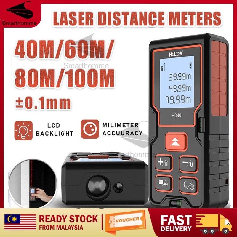 HILDA Ruler Rangefinder 40/60/80/100 Meters Infrared Digital Laser ...