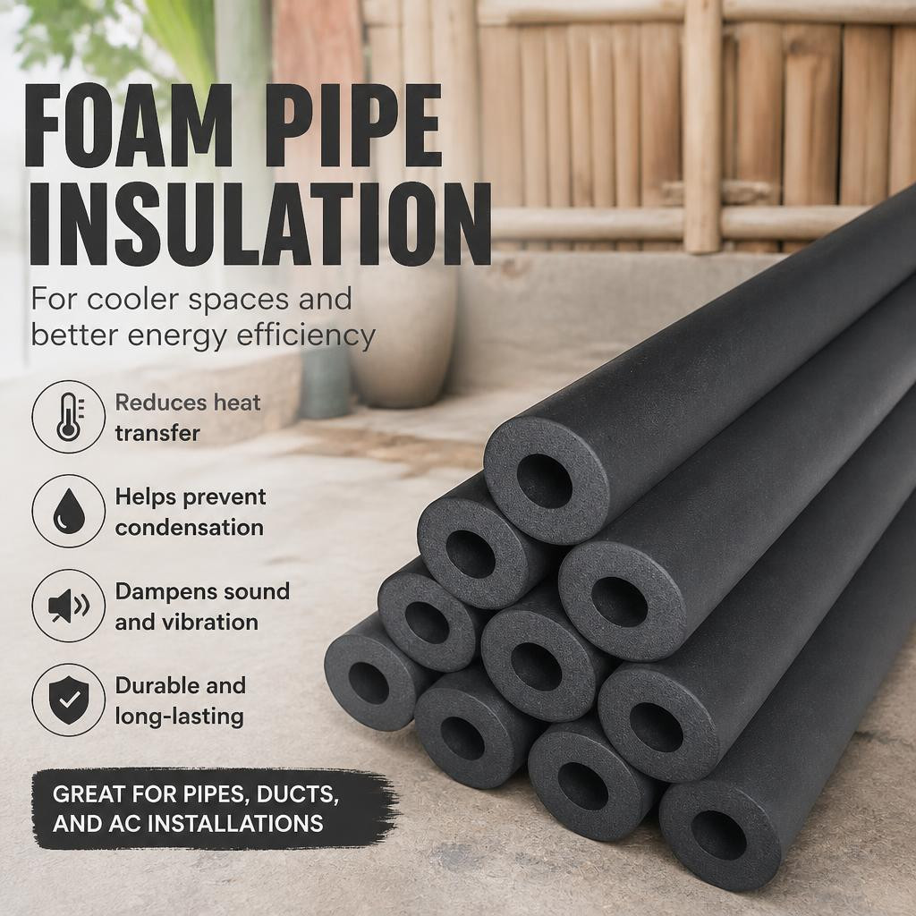 [Ready Stock] 1.8M Waterproof Rubber Foam Pipe Insulation Tube Thermal ...