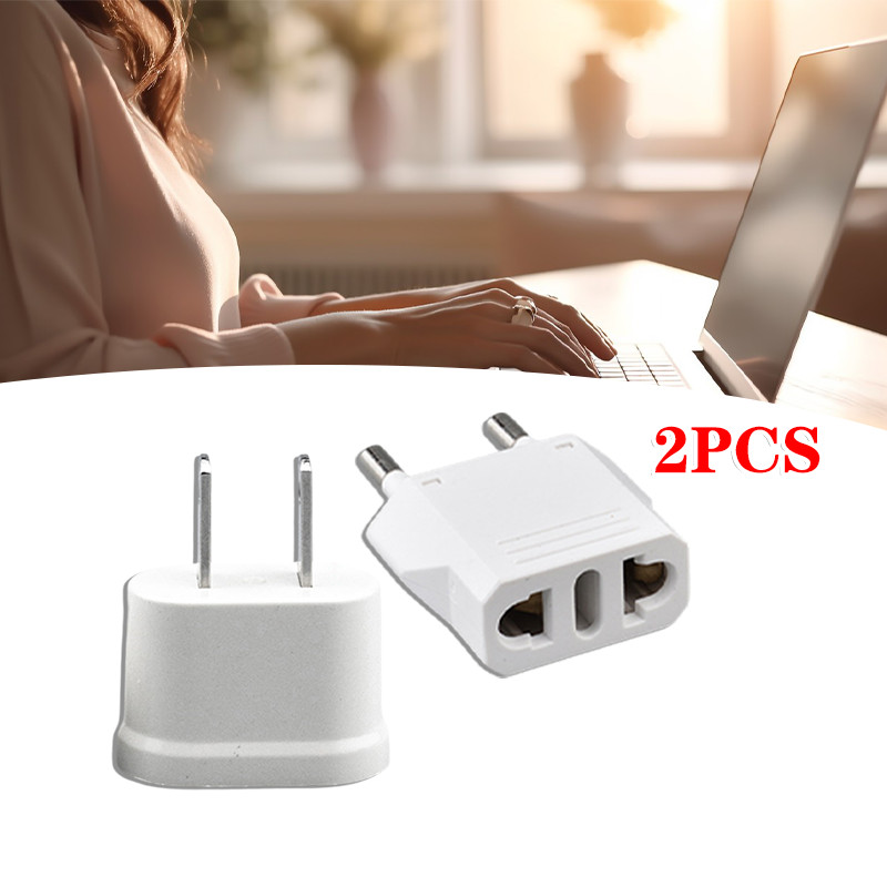 2pcs 2-pin US To EU European Plug Adapter EU To US American AC Travel ...
