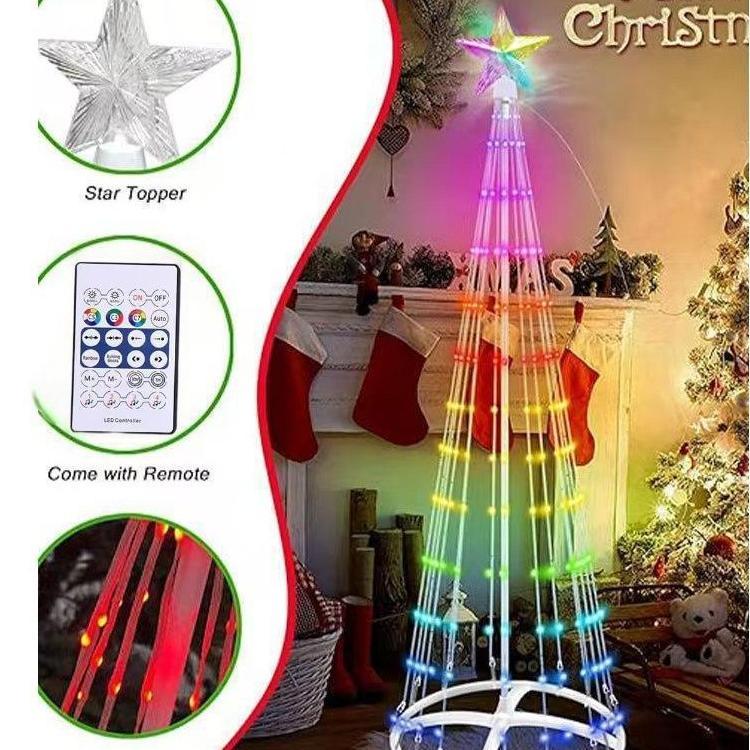 LED Star Cone Tree Light with Topper Star Smart Lighted Christmas Cone ...
