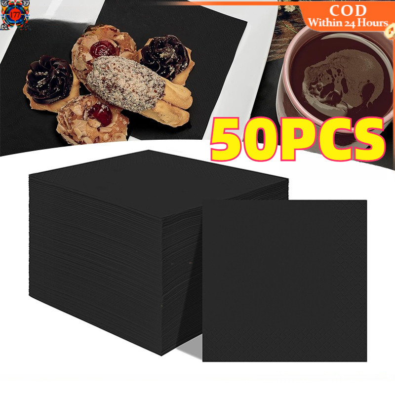50PCS/Bag 2 Ply Black Napkin Disposable Table Napkins Paper Coffee Bar ...
