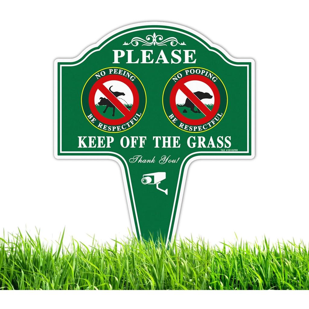 T&R Large No Pooping No Peeing Sign Keep Off The Grass Sign with Stake ...