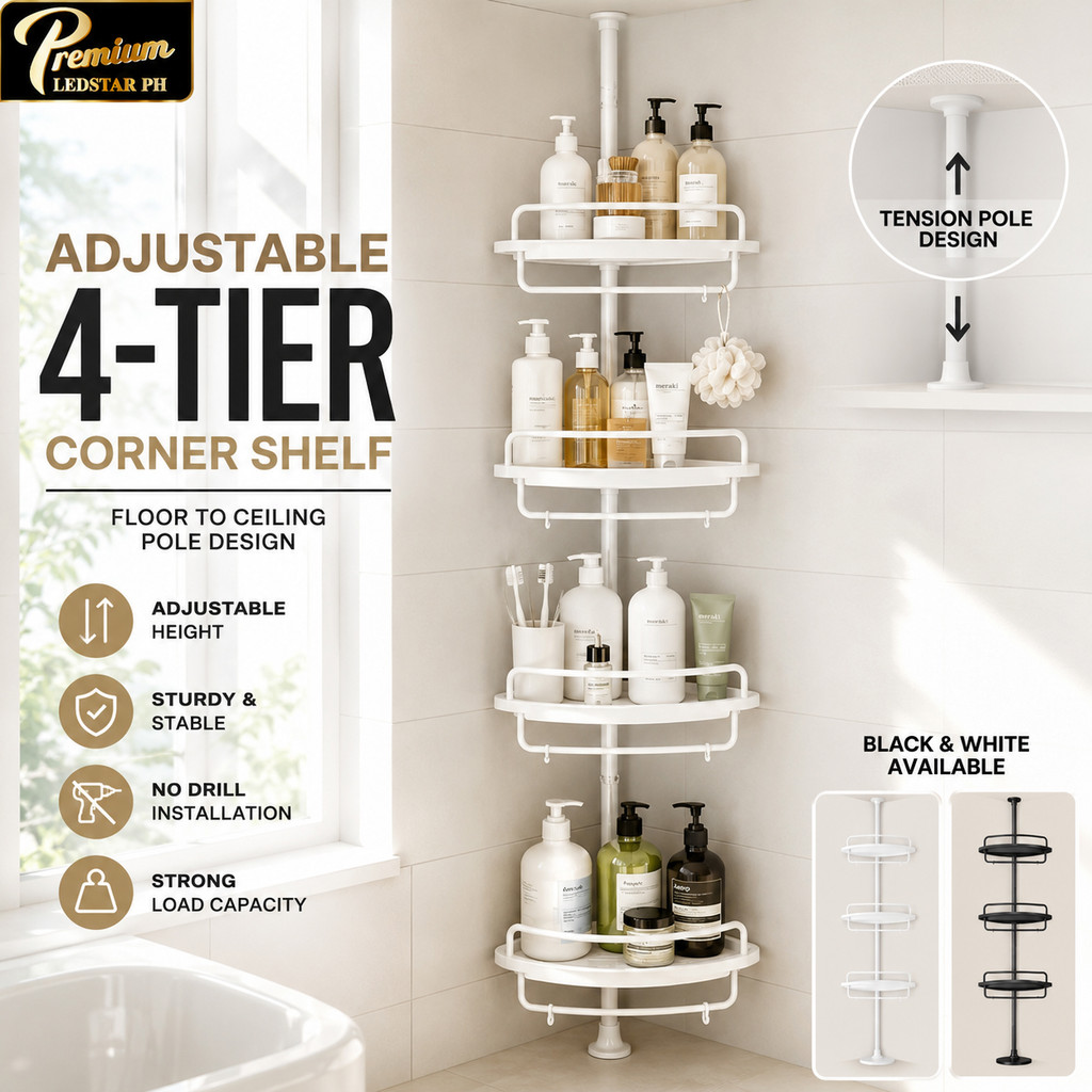 Adjustable Bathroom rack Multi Corner Shelf Shower Organizer | Shopee ...