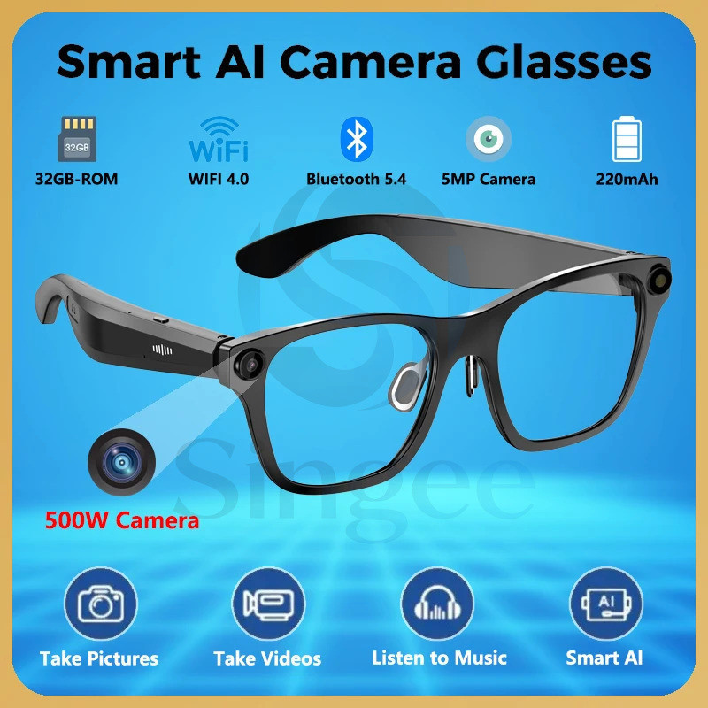 New AI Smart Glasses 2026 100MP Camera Chat GPT Touch Sports Sunglasses ...