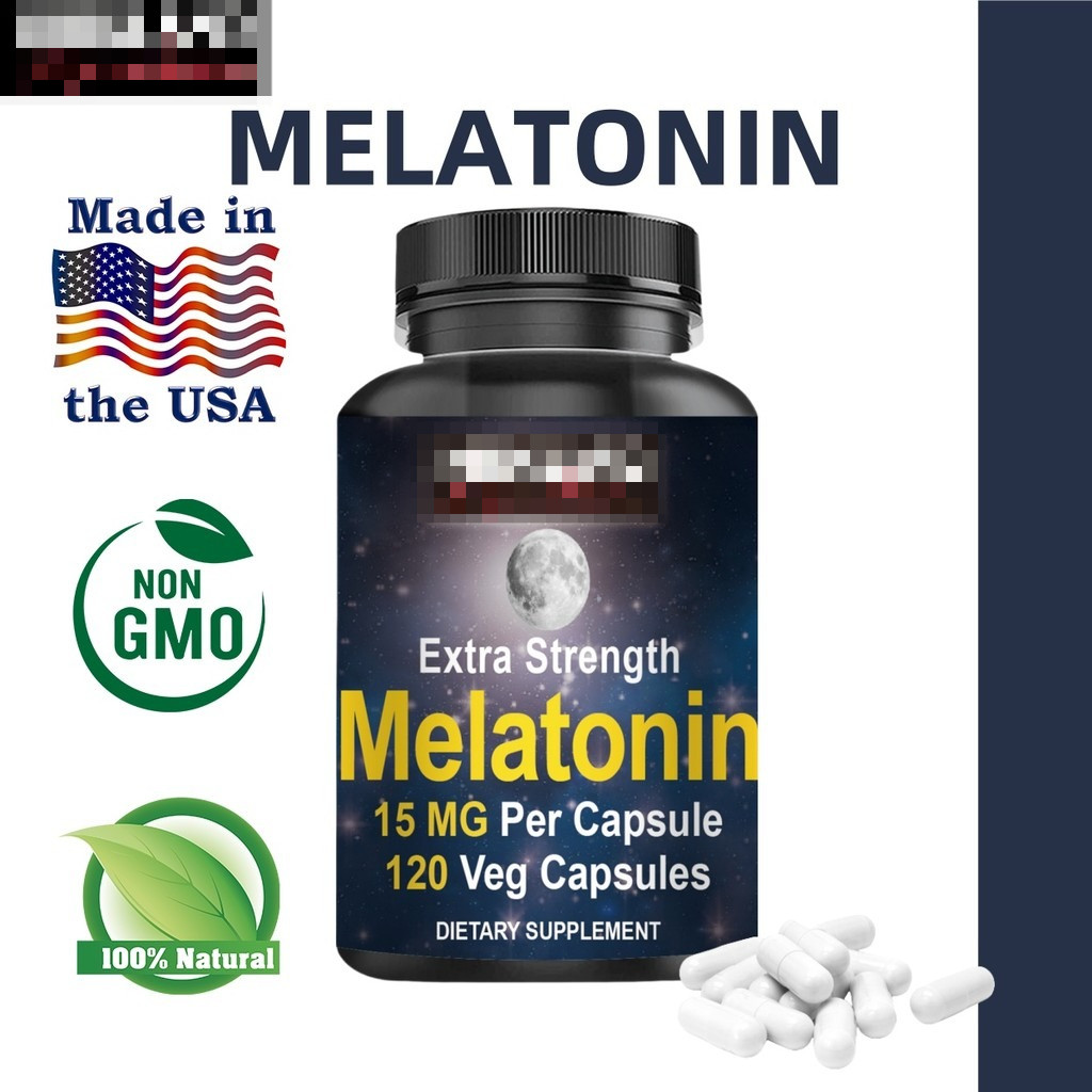 Melatonin 15 mg Capsules Natural Sleep Support Supplement, Stress ...