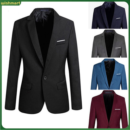 [Spot Goods] Men Blazer Slim Fit Formal One Button Suit Outwear Jacket ...