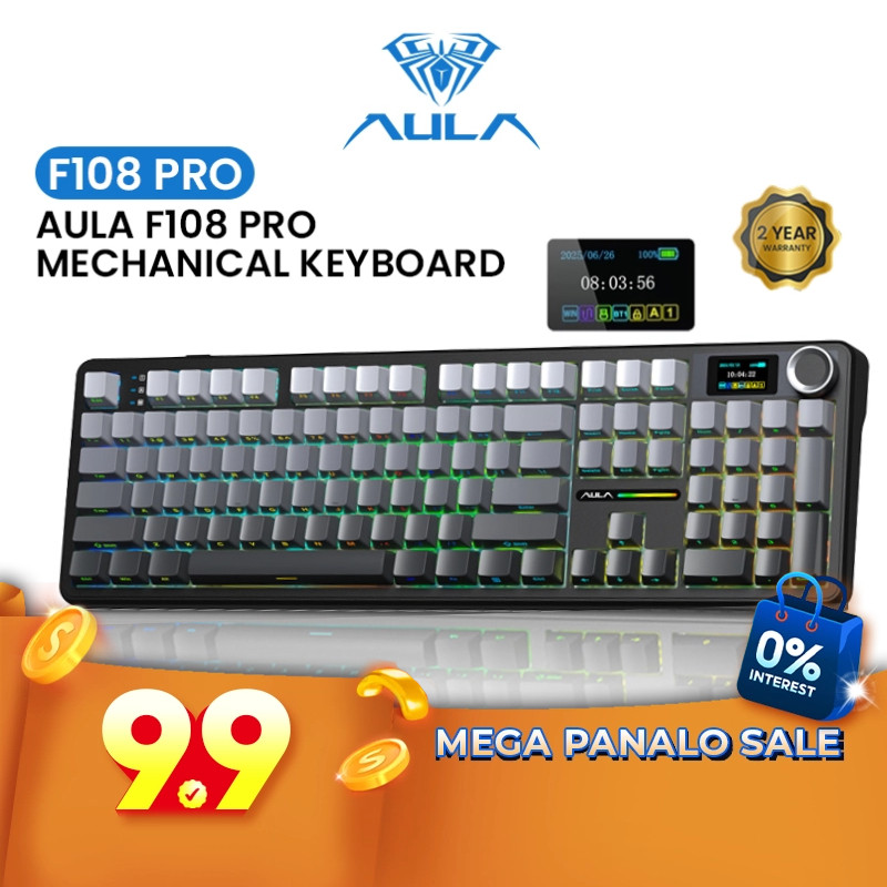 [BIG SALE]' AULA F108PRO Mechanical Keyboard 104 keys Bluetooth/2.4G ...