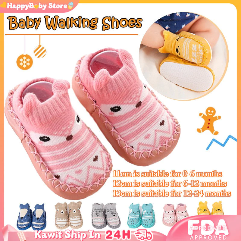 Baby Walking Socks Shoes Non-Slip Soft Floor Shoes Cute Baby Leather-Soled Sock Footwear
