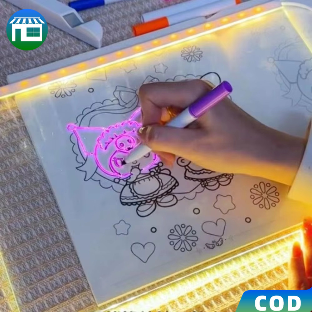 LED Luminous Drawing Board SET/Night Light Message Note Board Acrylic ...