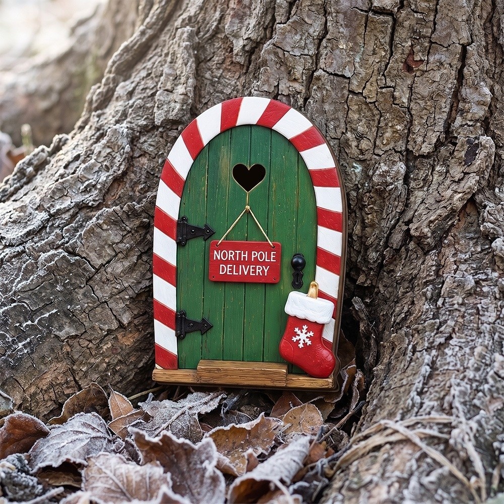 ELINORE Christmas Dwarf Elf Door, Wooden Mini Fairy Garden Gate ...