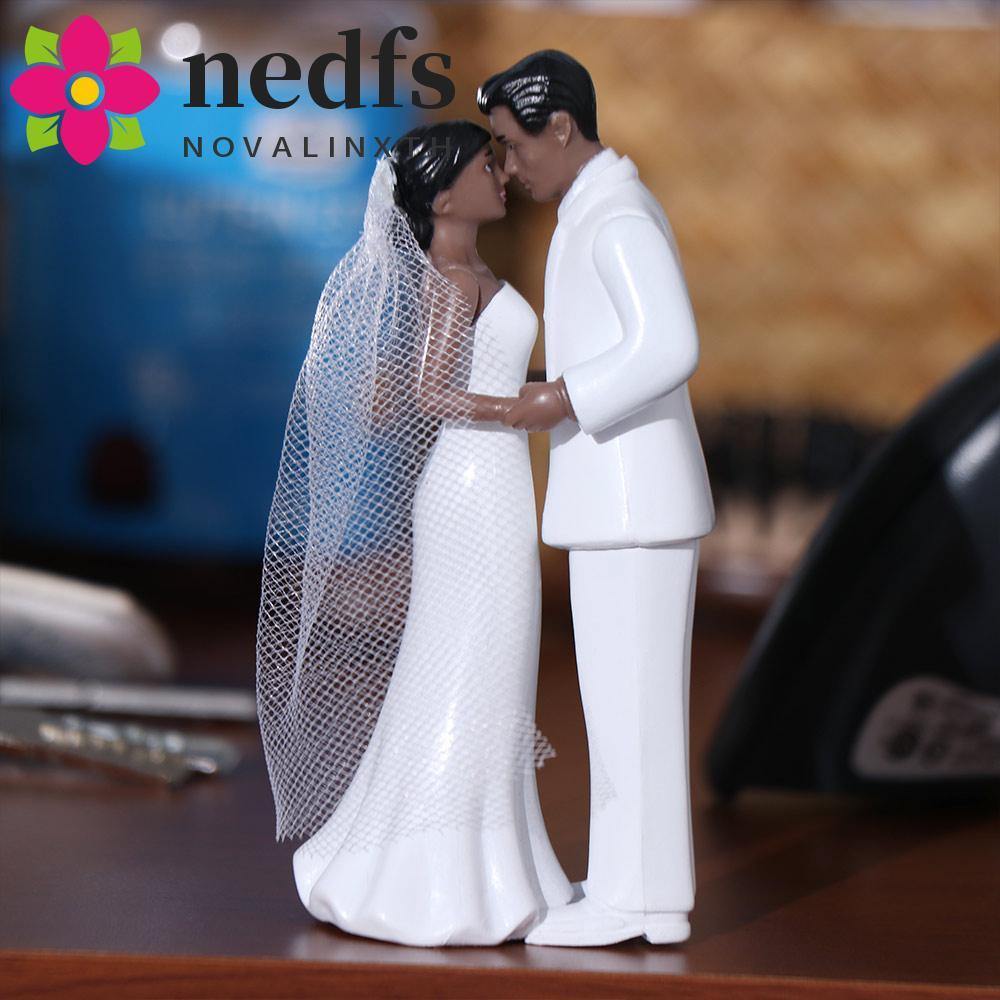 NEDFS Cake Toppers Dolls, Elegant White/Black Couple Wedding Cake ...