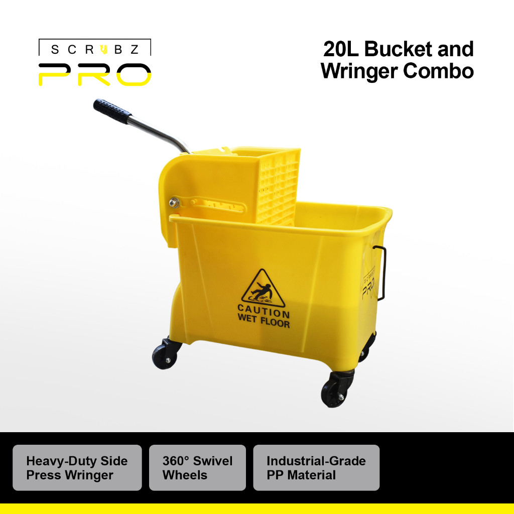SCRUBZ Pro Bucket 20 Liter and Wringer Combo Janitorial Cart, Heavy ...
