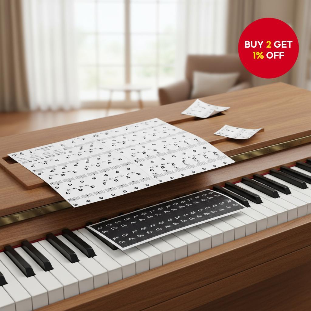 Piano Note Stickers for 37 49 61 88 Keys Transparent Keyboard Labels ...