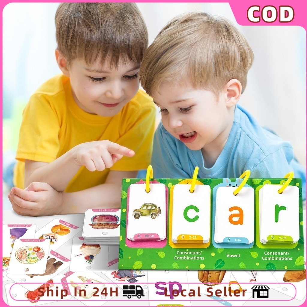129Pcs Phonics English Flash Card CVC Words Vowel Consonant Educational ...