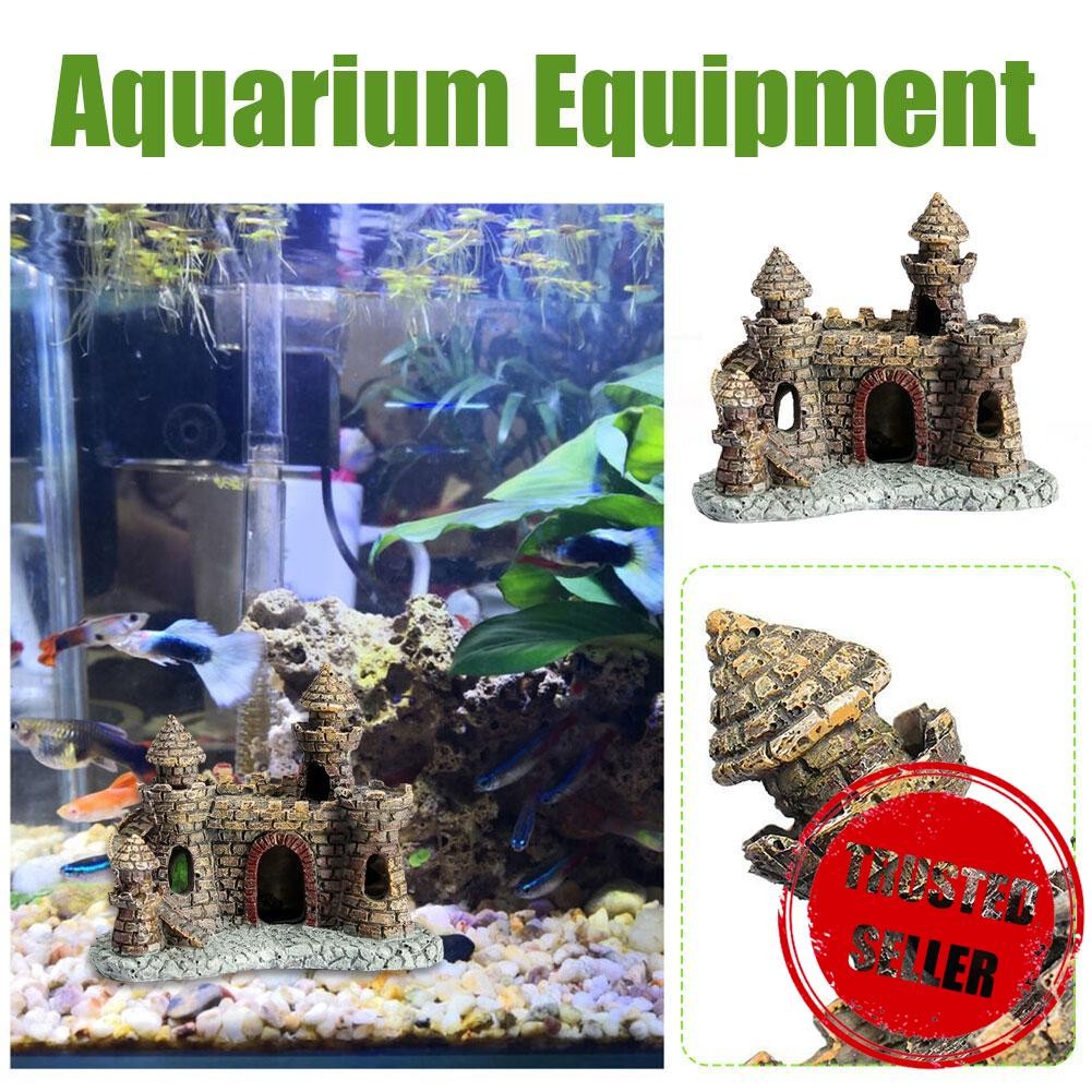 Medieval Mini Castle Resin Decoration, Fantasy Aquarium Ornament With ...