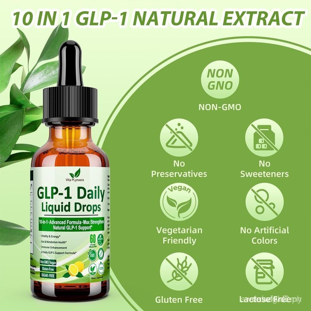 GLP-1 Support Liquid Drops, 10-in-1 Formula with Berberine, Ceylon Cinnamon, Prebiotic Fiber & Green Tea Extract | Support Healthy Metaboli, Digestive & Gut Health for Women & Men