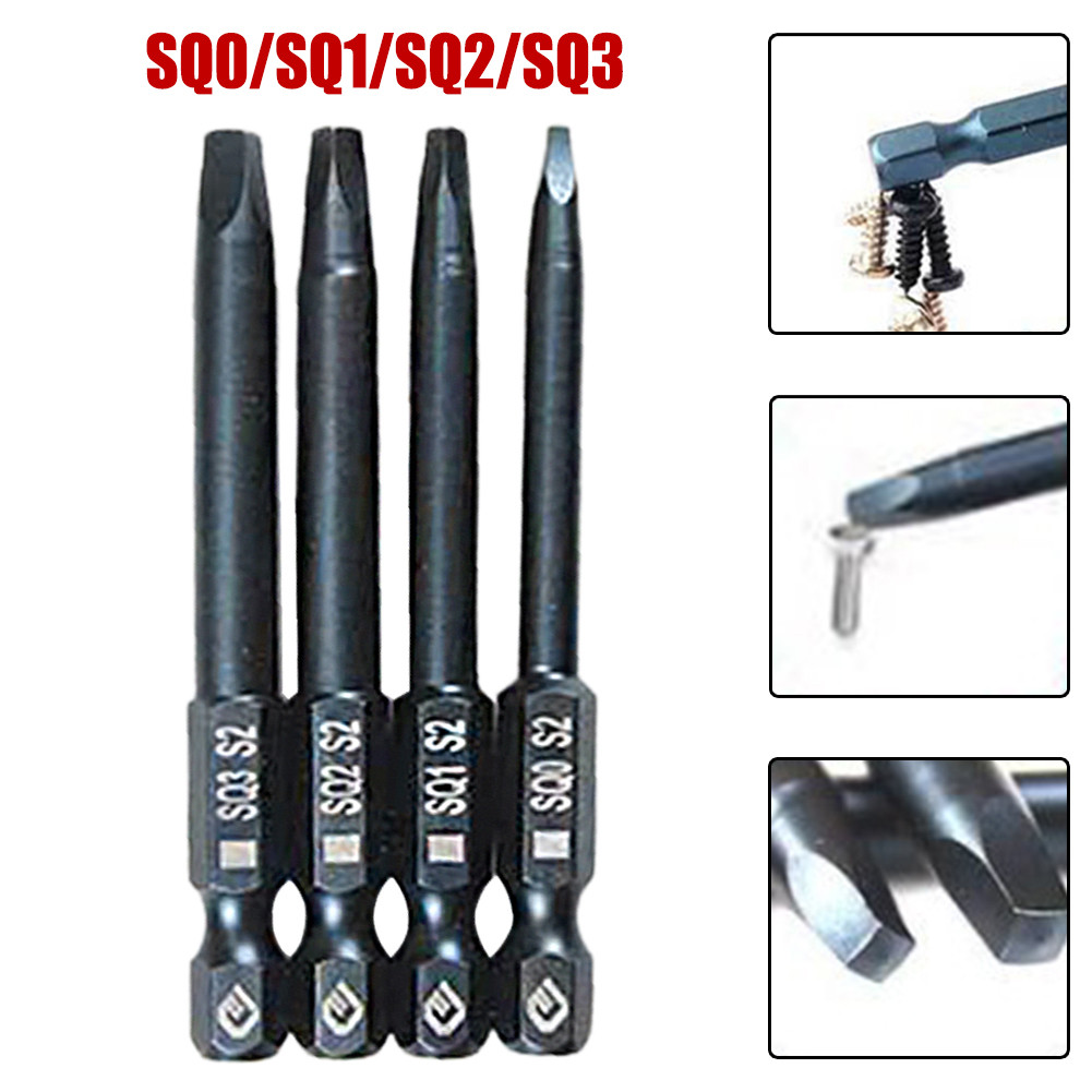 [TRSBX]65mm SQ0 SQ1 SQ2 Square Head Screwdriver Bits Set Hex Shank ...