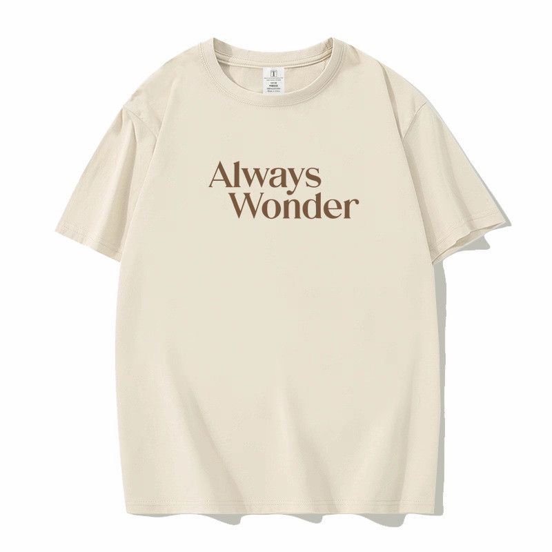 Lingorm Always Wonder Round Neck Cotton T Short Sleeve Casual Hip
