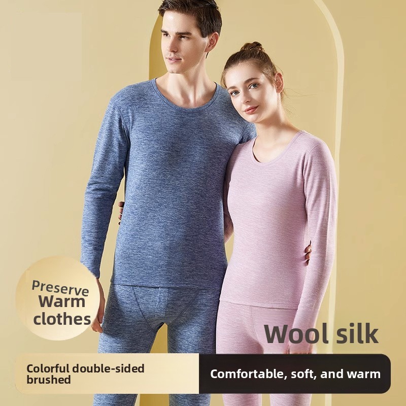 M-5XL New Traceless Thermal Wear Set Women Men Long John Double Face ...