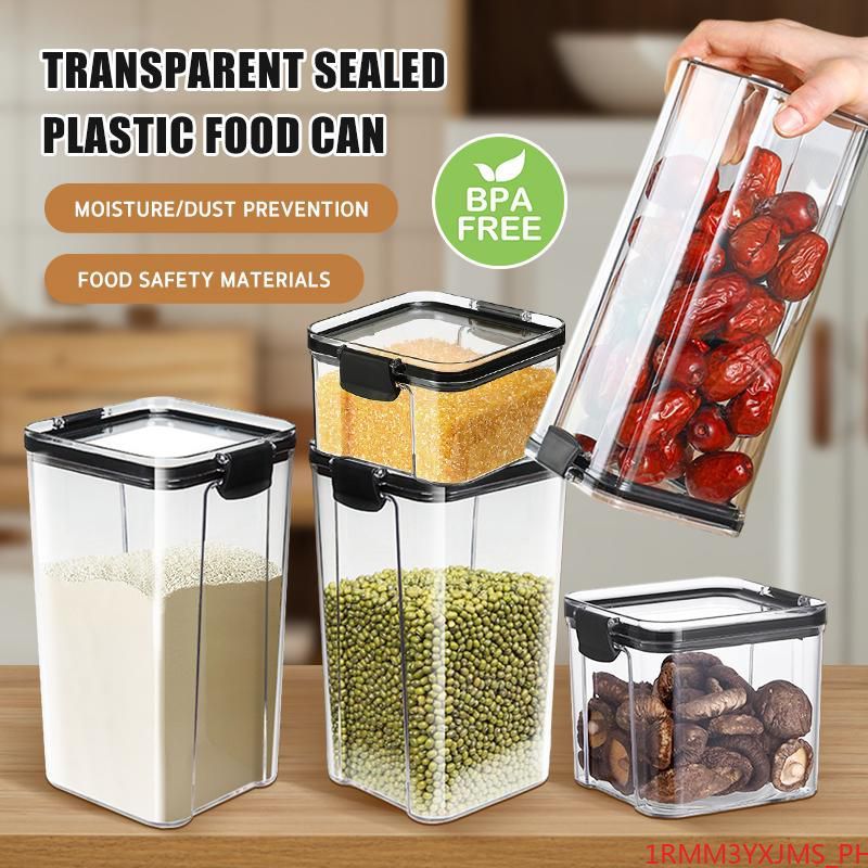Barley Plastic Canister Airtight Snack Food Keep Fresh Clear Sealed ...