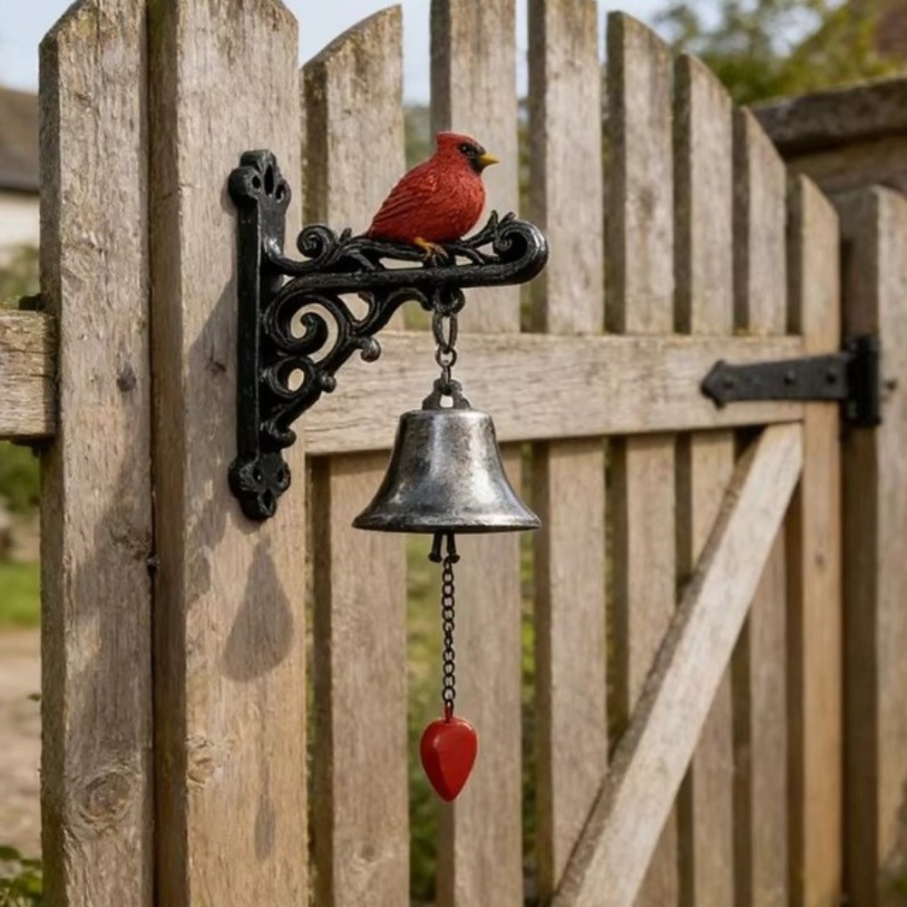 FASOX Red Bird Doorbell, Metal Resin Wall Mounted Doorbell, Vintage ...