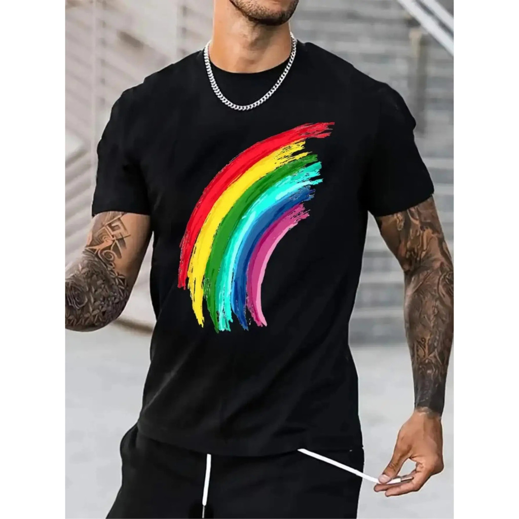 Vibrant Rainbow Print Tee Shirt Stylish Tee For Mens Fashion Ultra ...