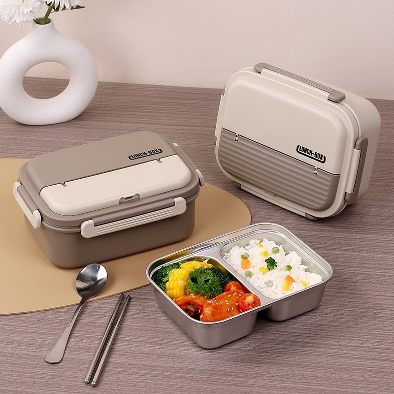 1000ml 304 Stainless Steel Compartment Lunch Box Leakproof Bento Food ...