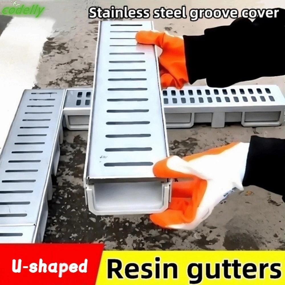 TABLEZO Drainage Gutter, Single Row Grate Heavy Duty Finished Drainage ...