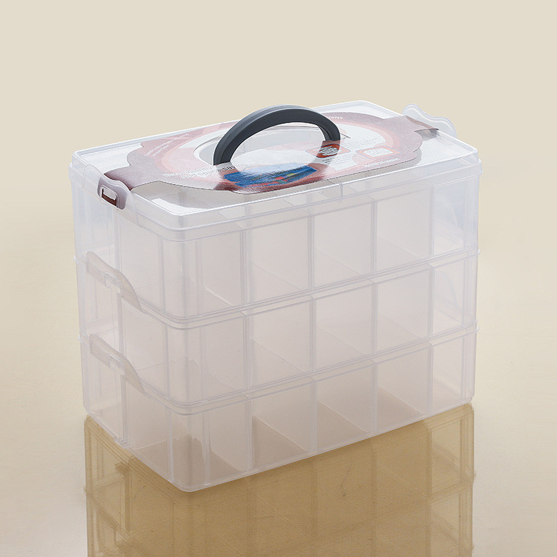 Extra Large Three-Layer Transparent Handheld Plastic Storage Box for ...
