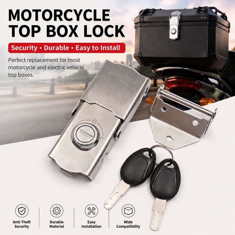 Universal Stainless Steel Motorcycle Tail Box Lock Buckle With 2 Keys ...