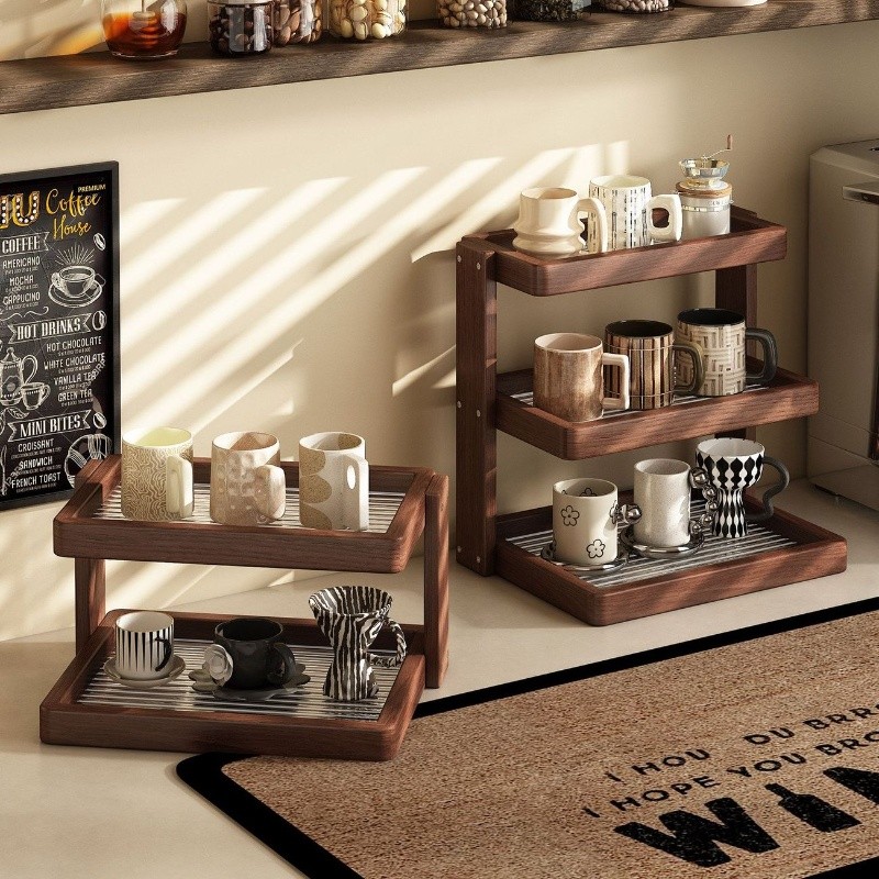 [Ready Stock]Desktop Rack Medieval Style Cup Holder Solid Wood High-End ...