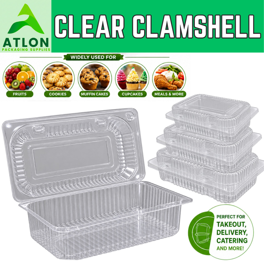 50pcsClear Plastic Clamshell Food Container with Snap Lock Disposable ...
