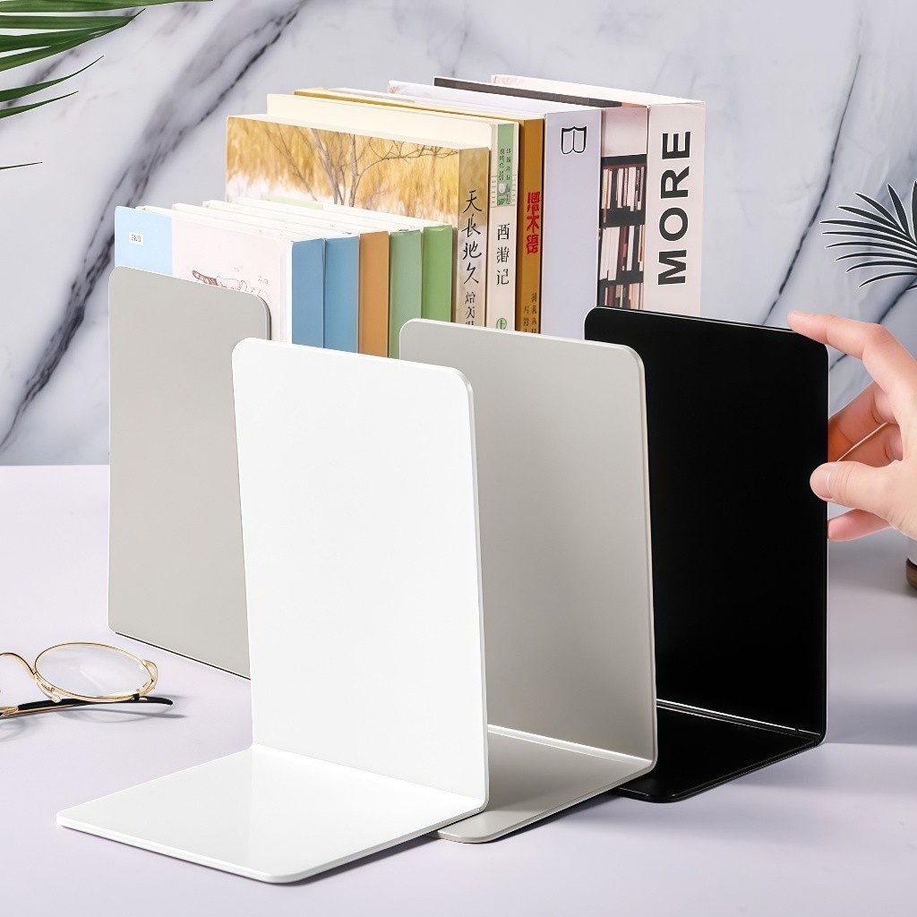 2PCS Bookends Black White Desktop Bookshelf Organizer Book Holder for ...