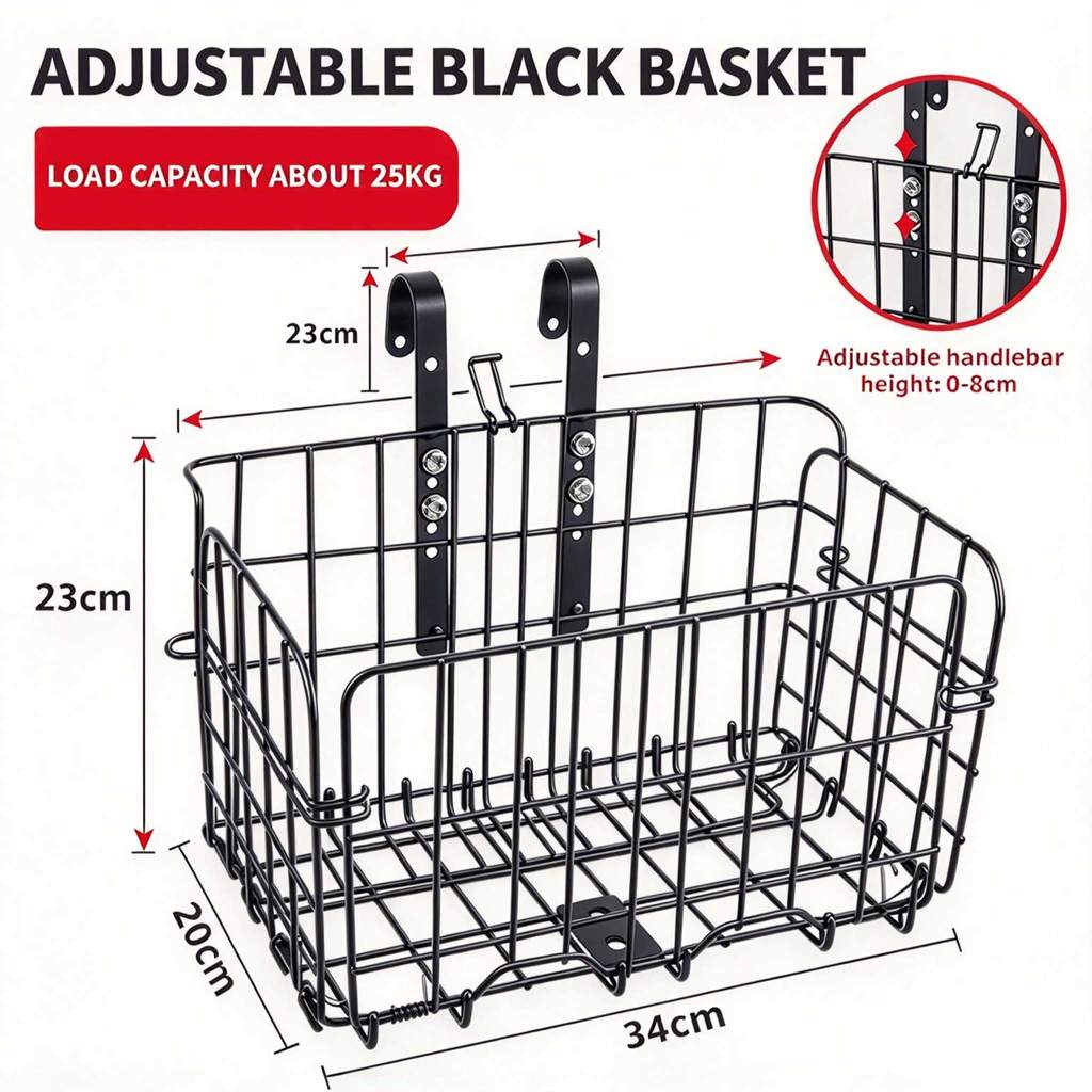 Mountain bike folding wire basket, bicycle bulky front and rear hanging ...