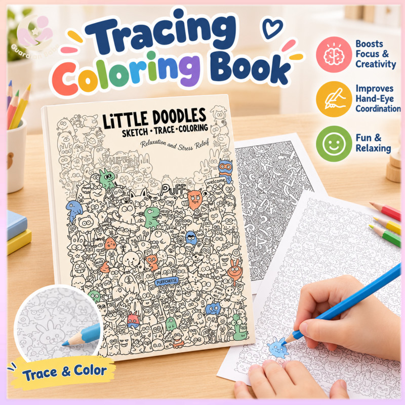 Monster Themed Kids Doodle Tracing Coloring Book 32 Unique Patterns Lay ...
