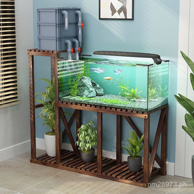 Aquarium Base Cabinet Fish Tank Stand Bracket Thickened Solid Wood New ...