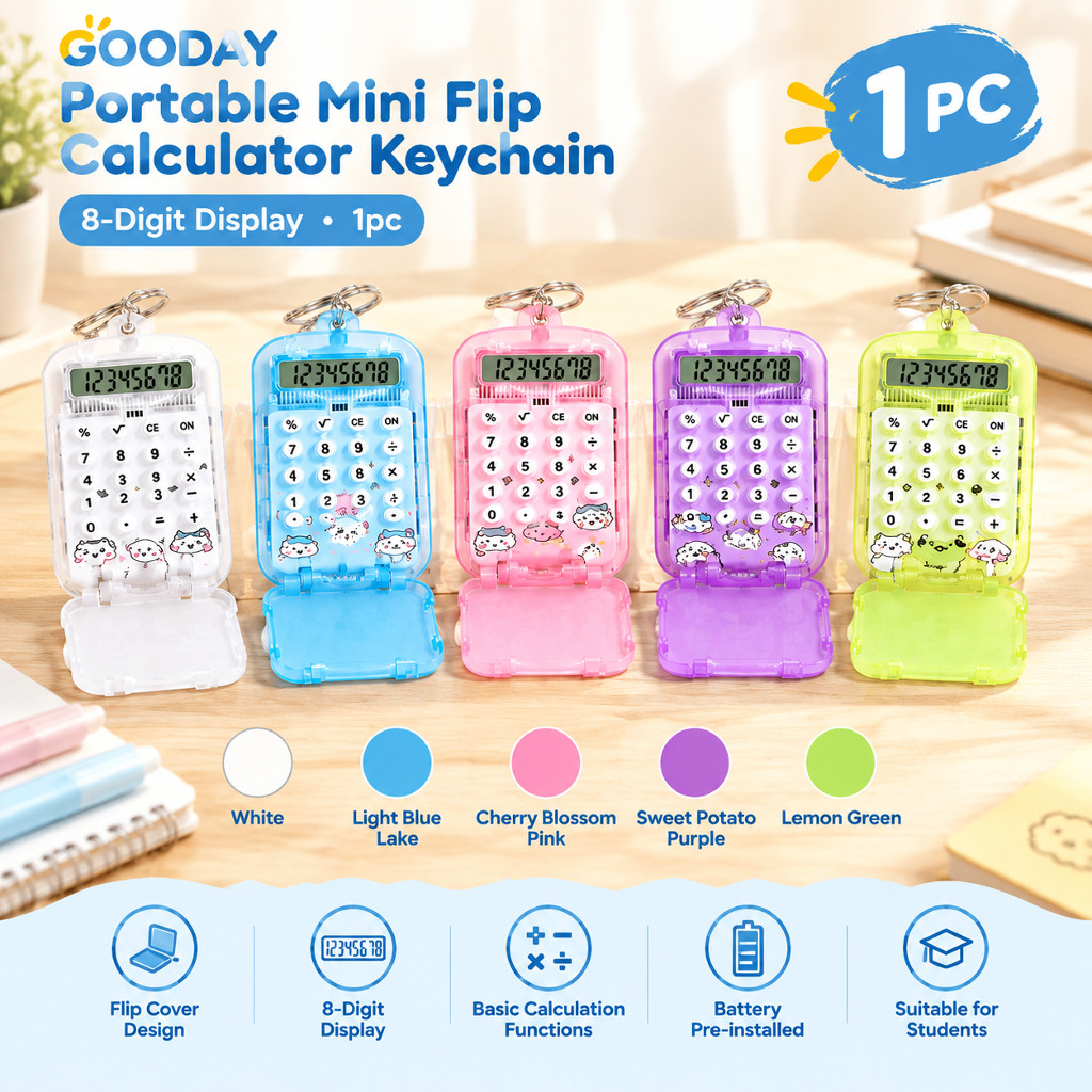 GOODAY Portable Mini Flip Calculator Keychain 1pc 8-Digit Display ...