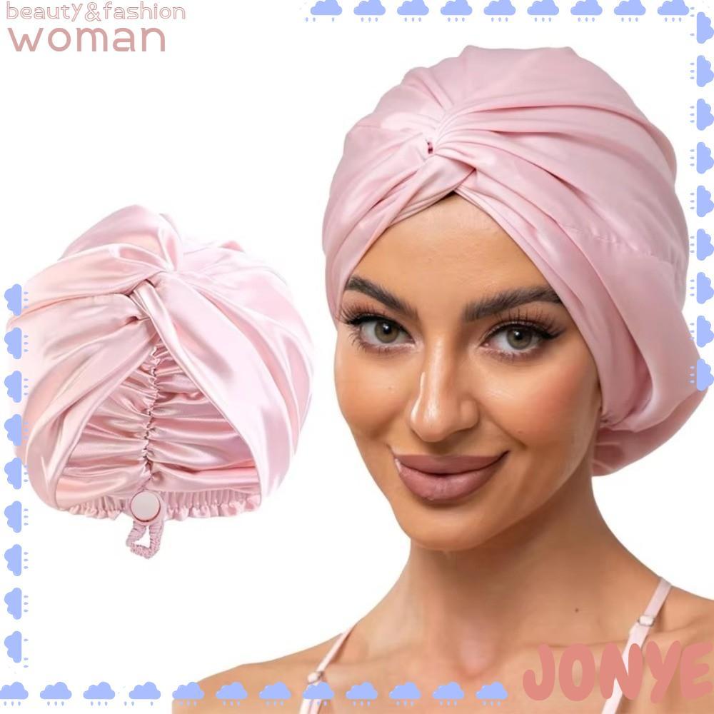 JONY Cross Twisted Turban, Double Layer Elastic Silk Satin Sleep Cap ...